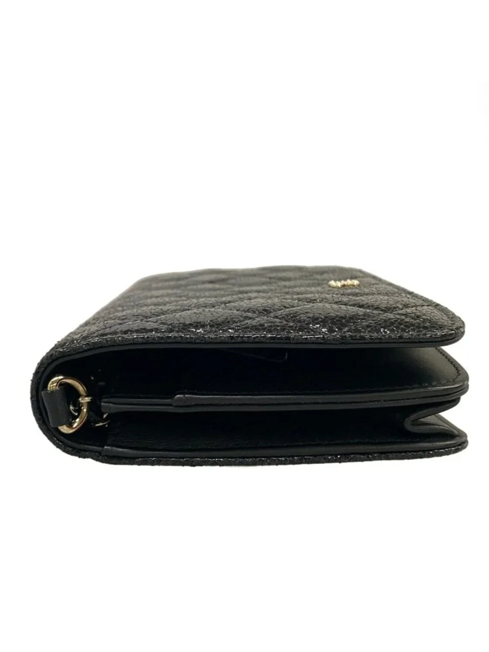 Chanel Wallet Quilted Black Chain Leather Shoulder Bag